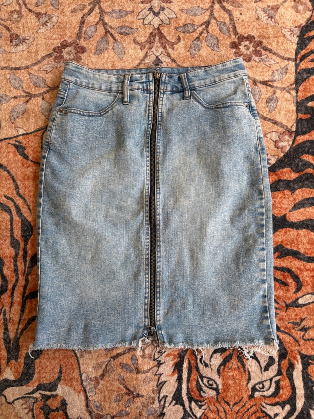 wild fable Light Blue Denim Front-Zip Pencil Skirt